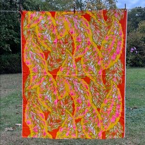 Vintage Fabric- 1960s ‘70s Boho Hippie Bright Colors Leaf Pattern Sewing Crafts